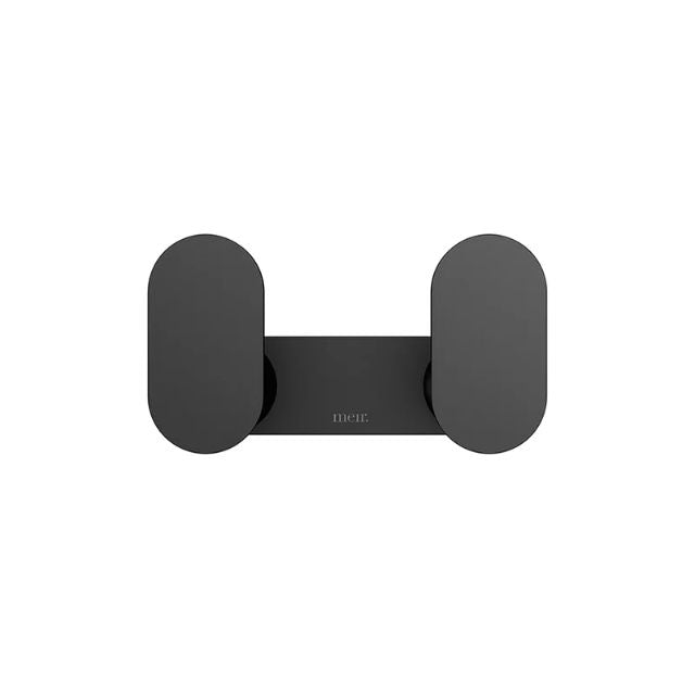 Front Meir Curvaé Double Robe Hook Matte Black MRRH-2D00N - The Blue Space