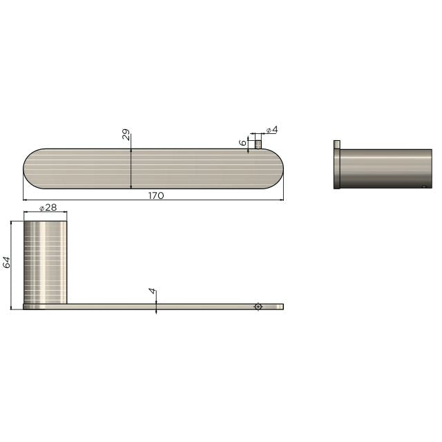 Technical Drawing Meir Curvaé Toilet Roll Holder Lustre Bronze MRTP-3000N-PVDBZ - The Blue Space