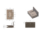 Technical Drawing Meir Glass to Wall Shower Door Hinge Brushed Nickel MGA02N-PVDBN - The Blue Space