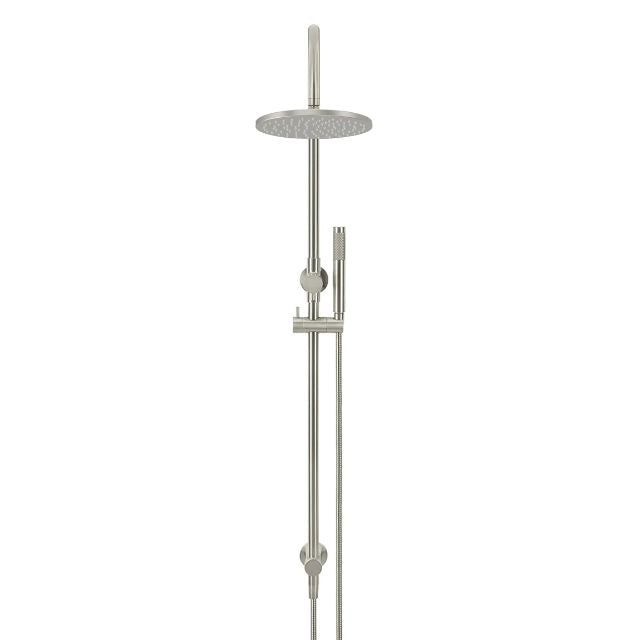 Front Meir Gooseneck Shower Set with 200mm rose, Single-Function Hand Shower Brushed Nickel MZ0904-R-PVDBN - The Blue Space