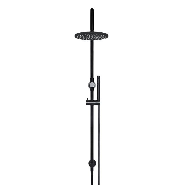 Front Meir Gooseneck Shower Set with 200mm rose, Single-Function Hand Shower Matte Black MZ0904-R - The Blue Space