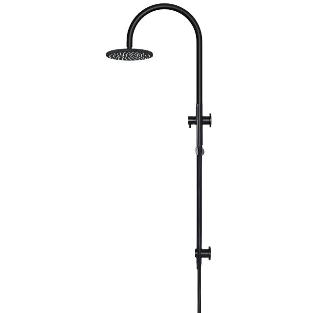 Side Meir Gooseneck Shower Set with 200mm rose, Single-Function Hand Shower Matte Black MZ0904-R - The Blue Space