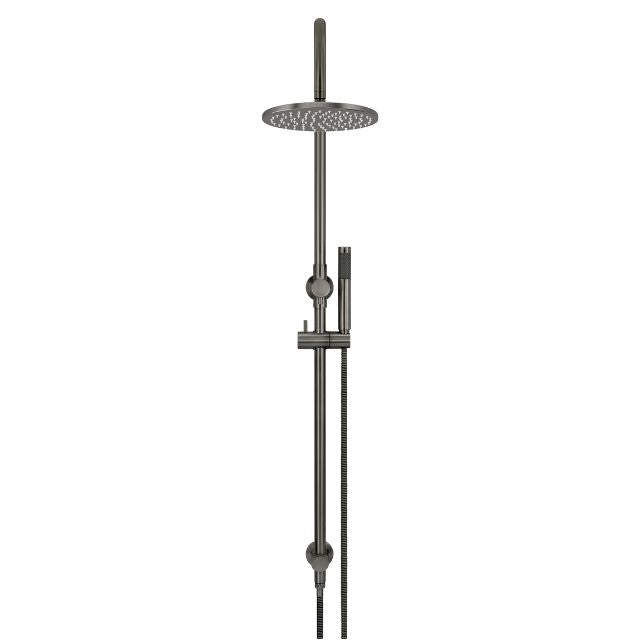 Front Meir Gooseneck Shower Set with 200mm rose, Single-Function Hand Shower Shadow MZ0904-R-PVDGM - The Blue Space