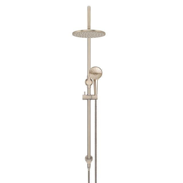 Front Meir Gooseneck Shower Set with 200mm Rose, Three-Function Hand Shower Champagne MZ0904-CH - The Blue Space