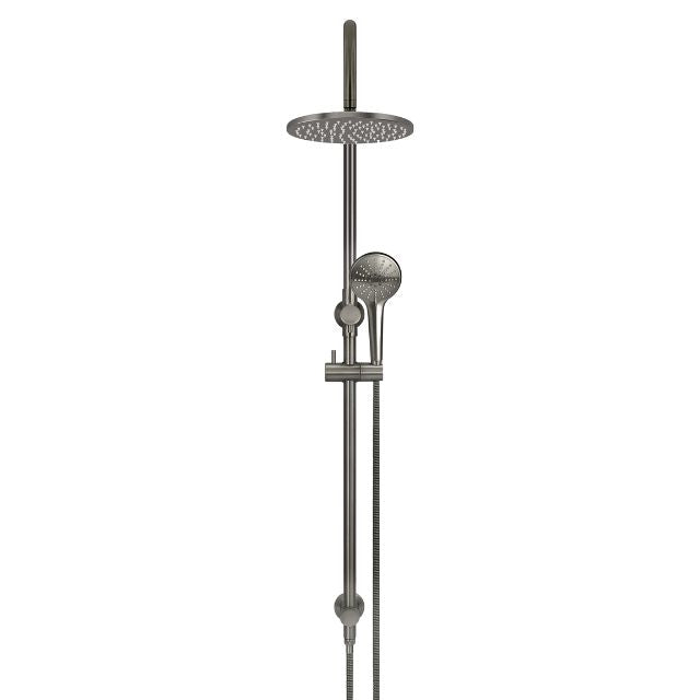 Front Meir Gooseneck Shower Set with 200mm Rose, Three-Function Hand Shower Shadow MZ0904-PVDGM - The Blue Space