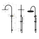 Technical Drawing Meir Gooseneck Shower Set with 300mm rose, Single-Function Hand Shower Matte Black MZ0906-R - The Blue Space