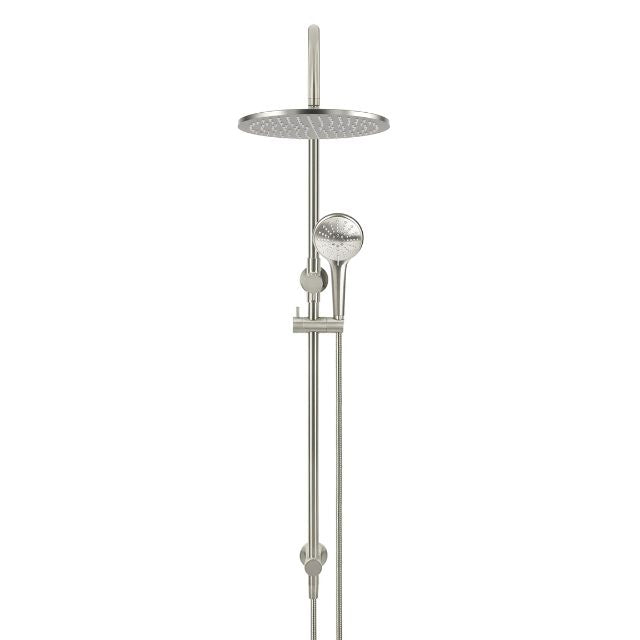 Front Meir Gooseneck Shower Set with 300mm rose, Three-Function Hand Shower Brushed Nickel MZ0906-PVDBN - The Blue Space