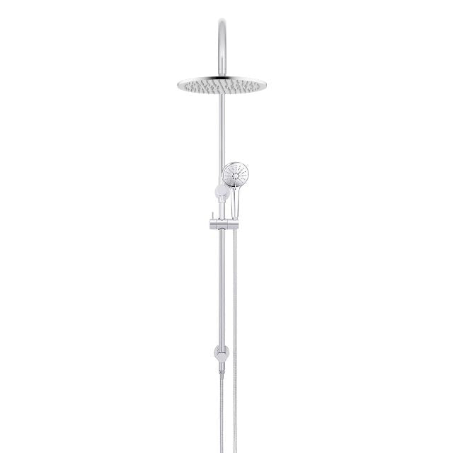 Front Meir Gooseneck Shower Set with 300mm rose, Three-Function Hand Shower Chrome MZ0906-C - The Blue Space