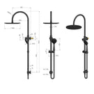 Technical Drawing Meir Gooseneck Shower Set with 300mm rose, Three-Function Hand Shower Chrome MZ0906-C - The Blue Space