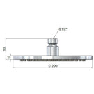 Technical Drawing Meir Outdoor Round 200mm Shower Rose 316 Stainless Steel MH14N-SS316 - The Blue Space