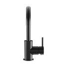 Front Meir Round Gooseneck Basin Mixer with Cold Start Matte Black MB17 - The Blue Space