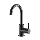 Meir Round Gooseneck Basin Mixer with Cold Start Matte Black MB17 - The Blue Space