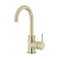 Meir Round Gooseneck Basin Mixer with Cold Start Tiger Bronze MB17-PVDBB - The Blue Space