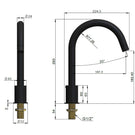 Technical Drawing Meir Round Hob Mounted Swivel Spout Tiger Bronze MS11-PVDBB - The Blue Space