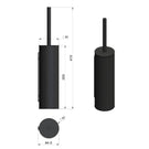 Technical Drawing Meir Round Toilet Brush and Holder Matte Black MTO02N-R -  The Blue Space