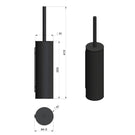 Technical Drawing Meir Round Toilet Brush and Holder Shadow Gunmetal MTO02N-R-PVDGM - The Blue Space