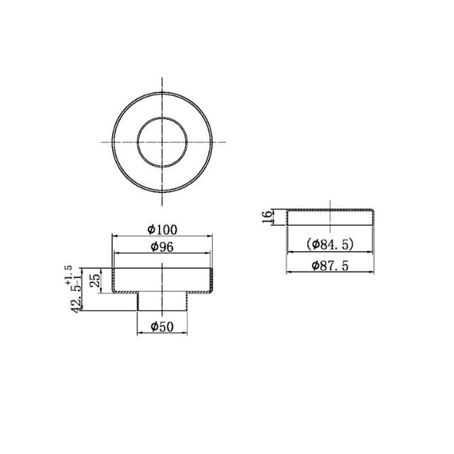 Technical Drawing Nero 100mm Round Tile Insert Floor Waste 50mm Outlet Brushed Bronze NRFW003BZ - The Blue Space