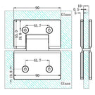 Technical Drawing Nero 180 Degree Glass to Glass Shower Hinge 10mm Glass Brushed Nickel NRSH102aBN - The Blue Space