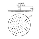 Technical Drawing Nero 250mm Round Shower Head Matte Black NRROA1001MB - The Blue Space