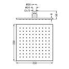 Technical Drawing Nero 250mm Square Shower Head Chrome NRROB1003CH - The Blue Space