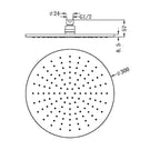 Technical Drawing Nero 300mm Round Shower Head Brushed Bronze NRROA1202BZ - The Blue Space