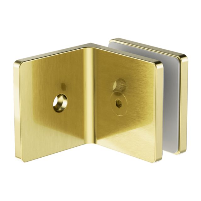 Nero 90 Degree Glass to Wall Bracket Brushed Gold