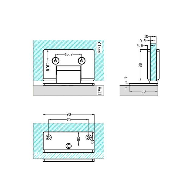 Nero 90 Degree Glass to Wall Shower Hinge Brushed Bronze