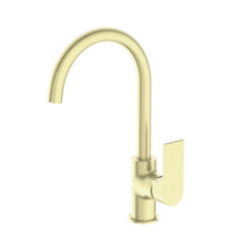 Nero Bianca Kitchen Mixer Gooseneck Spout Brushed Gold NR321506BG - The Blue Space