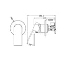 Technical Drawing Nero Bianca Shower Mixer 80mm Plate Brushed Nickel NR321511DBN - The Blue Space