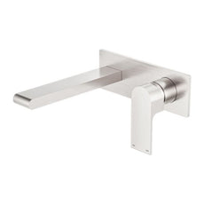 Nero Bianca Wall Basin/Bath Mixer 230mm Brushed Nickel NR321510BBN - The Blue Space