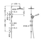 Technical Drawing Nero Builder Project Twin Shower Brushed Nickel NR232105cBN - The Blue Space