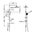 Technical Drawing Nero Builder Project Twin Shower Set Matte Black NR232105MB - The Blue Space