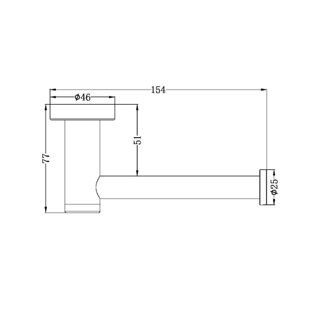 Technical Drawing Nero Classic Toilet Roll Holder Brushed Nickel NR2086BN - The Blue Space