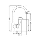 Technical Drawing Nero Ecco Kitchen Mixer Chrome NR301306CH - The Blue Space