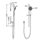 Technical Drawing Nero Ecco Shower Rail With Air Shower Brushed Nickel NR30802BN - The Blue Space