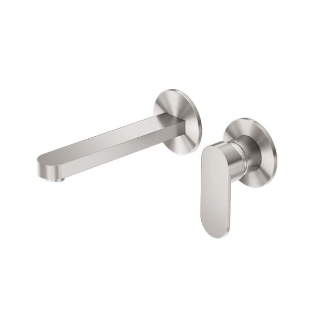 Nero Ecco Wall Basin/Bath Mixer Separate Back Plate Brushed Nickel NR301310bBN - The Blue Space