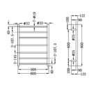 Technical Drawing Nero Heated Towel Ladder Graphite NR190002HGR - The Blue Space