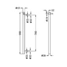 Technical Drawing Nero Heated Vertical Towel Rail Brushed Bronze NRV900HBZ - The Blue Space