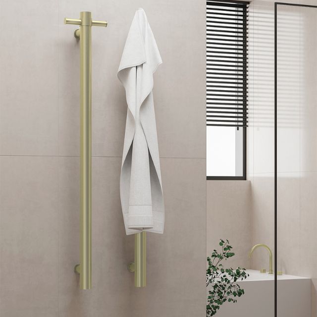 Lifestyle Nero Heated Vertical Towel Rail Brushed Gold NRV900HBG - The Blue Space