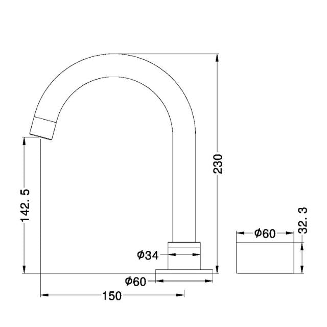 Technical Drawing Nero Kara Progressive Basin Set Chrome NR271901CH - The Blue Space