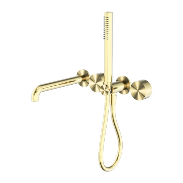 Nero Kara Progressive Shower System Separate Plate With Spout 250mm Brushed Gold NR271903B250BG - The Blue Space