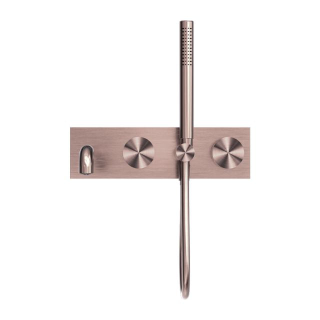 Front Nero Kara Progressive Shower System With Spout 250mm Brushed Bronze NR271903a250BZ - The Blue Space