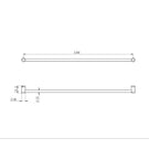 Technical Drawing Nero Mecca Care 25mm Grab Rail 1200mm Brushed Bronze NRCR2548BZ - The Blue Space