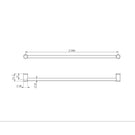 Technical Drawing Nero Mecca Care 25mm Grab Rail 900mm Brushed Bronze NRCR2530BZ - The Blue Space