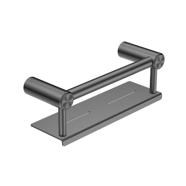 Nero Mecca Care 25mm Grab Rail With Shelf 300mm Gunmetal NRCR2512CGM - The Blue Space