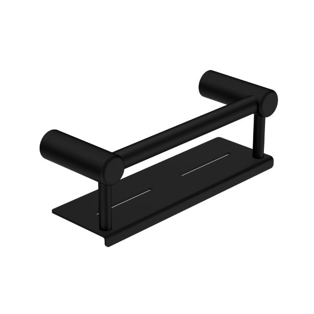 Nero Mecca Care 25mm Grab Rail With Shelf 300mm Matte Black NRCR2512CMB - The Blue Space