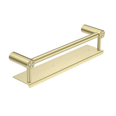 Nero Mecca Care 25mm Grab Rail With Shelf 450mm Brushed Gold NRCR2518CBG - The Blue Space