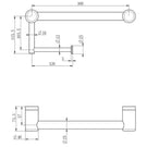 Technical Drawing Nero Mecca Care 25mm Toilet Roll Rail 300mm Brushed Bronze NRCR2512ABZ - The Blue Space