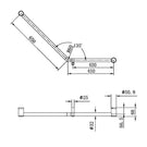 Technical Drawing Nero Mecca Care 32mm Ambulant 45 Degree Bent Tube Grab Rail 450x650mm Brushed Bronze NRCR3245DBZ - The Blue Space