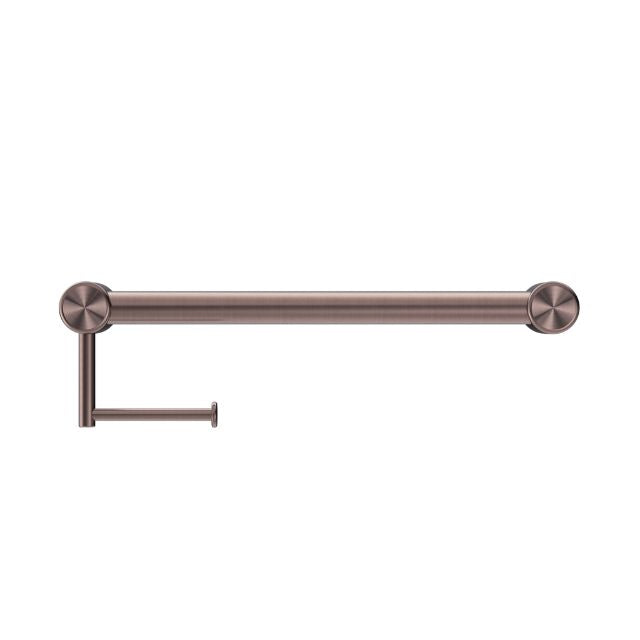 Buy Online Nero Mecca Care 32mm Grab Rail With Toilet Roll Holder 450mm Brushed Bronze NRCR3218ABZ - The Blue Space